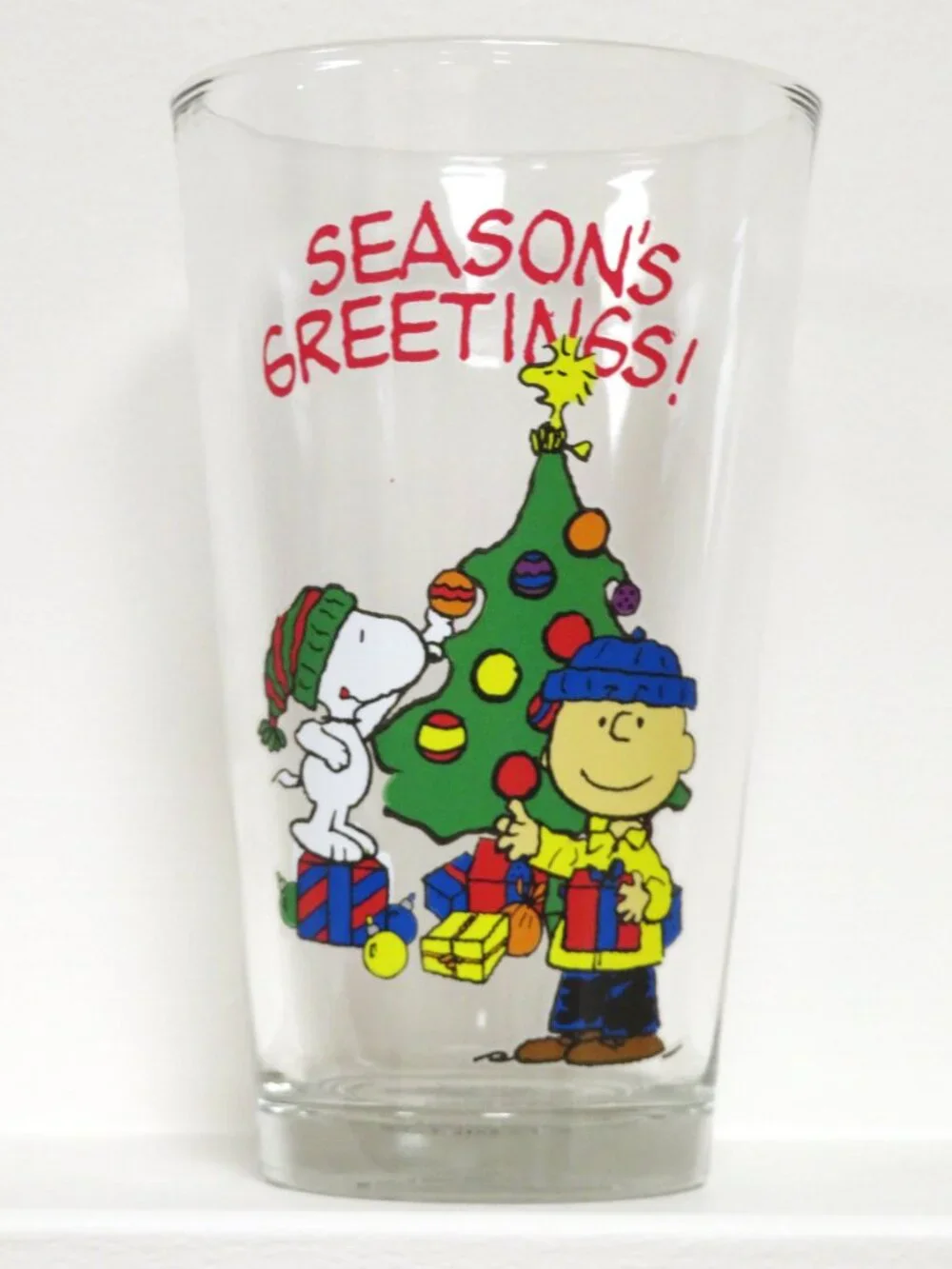 Peanuts Set of 4 16 oz. Christmas Glasses in Box